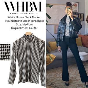 White House Black market Houndstooth Sheer Turtleneck